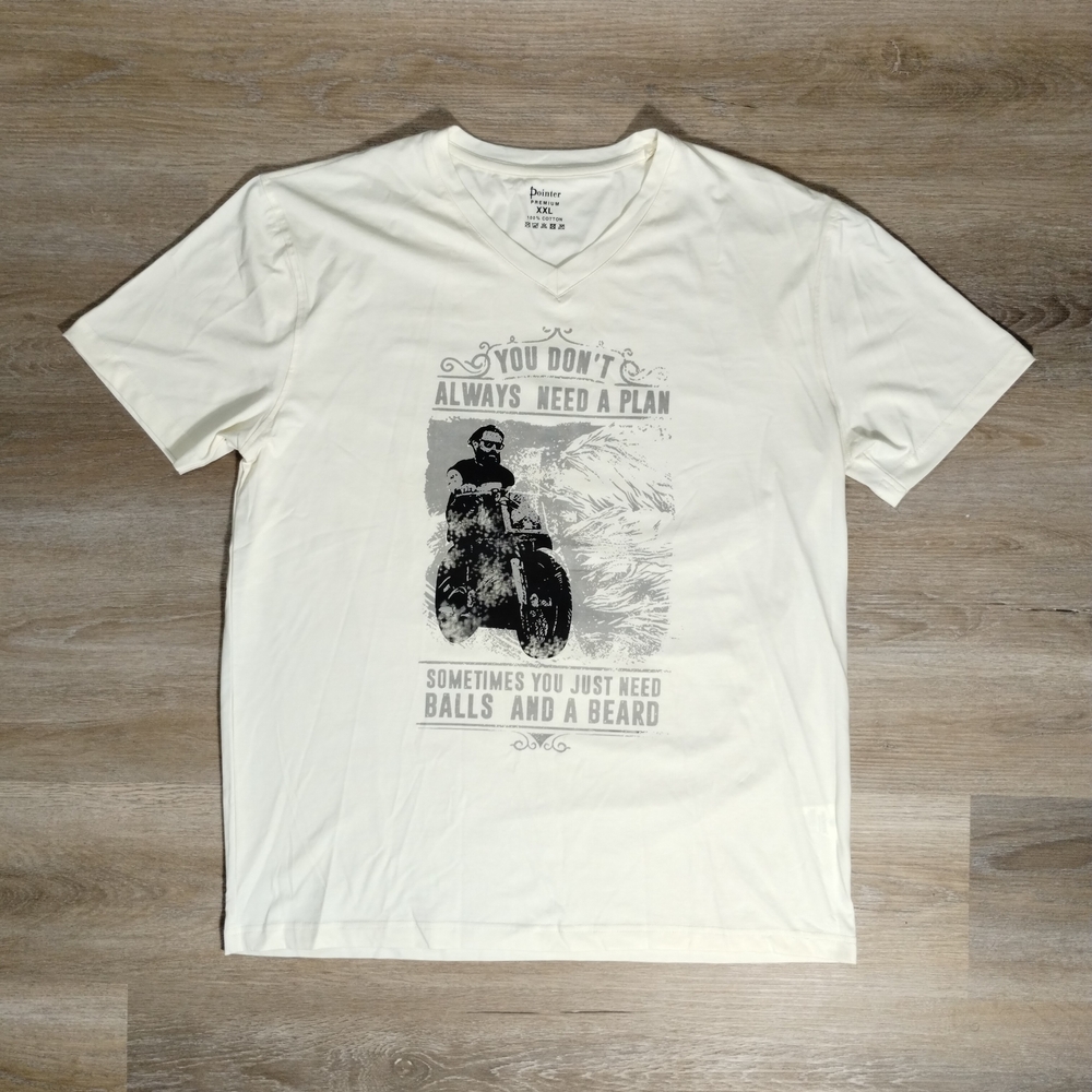 Pointer Premium Graphic Men's T-Shirt XXL Cream  Bikercore Dadcore Masculine EUC